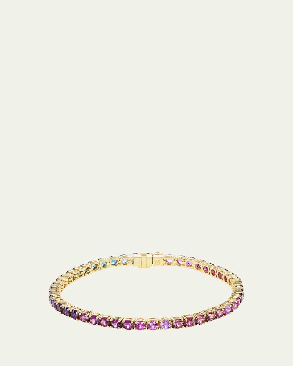 18K Yellow Gold Tennis Bracelet with Multi Gemstones